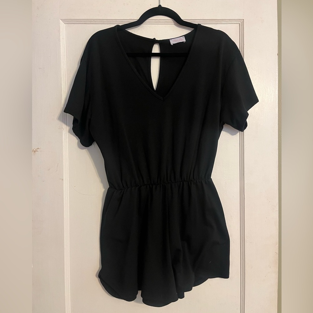 Pink Lily Black Romper